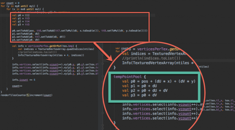 Kotlin: Allocation-free Vectorial operations using custom operators